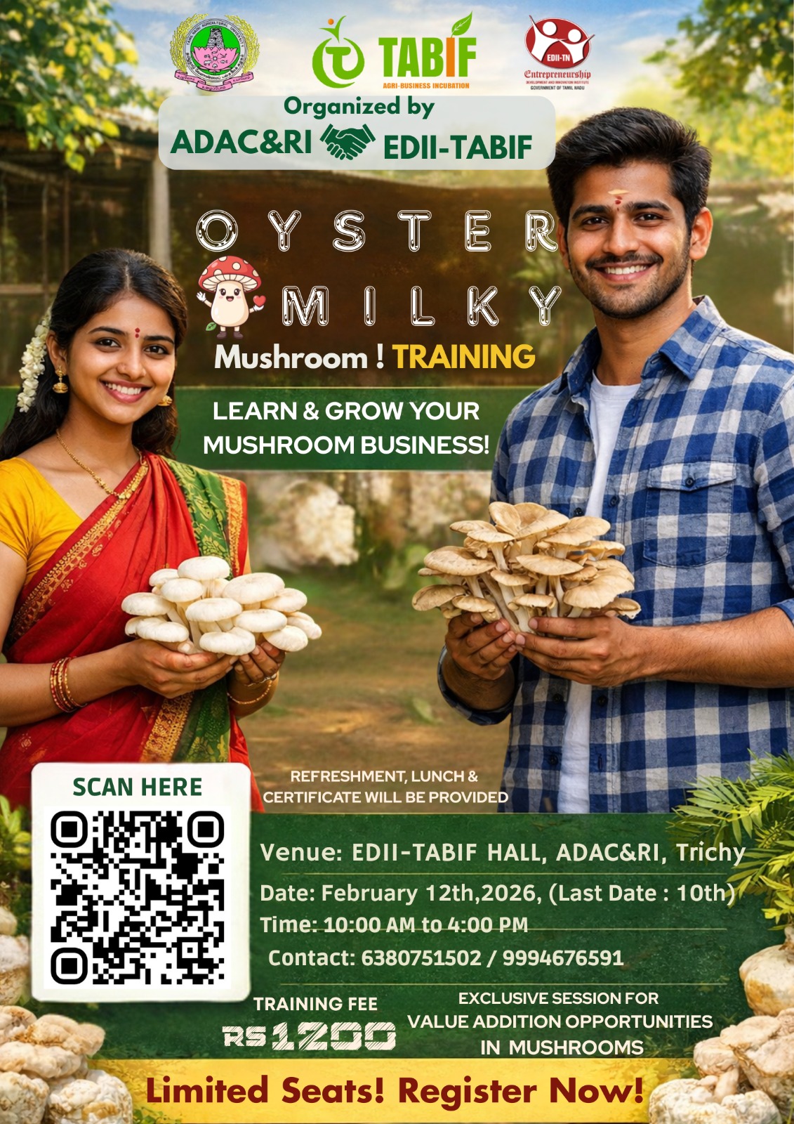 Join Our One-Day Workshop on Mushroom Production Technology – Oyster & Milky Mushroom